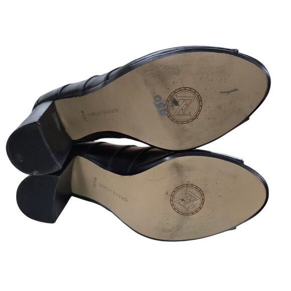 Adrienne Vittadini Black Cutout Peep-Toe Heels 9.5M Leather High Heel Dressy - Picture 10 of 12